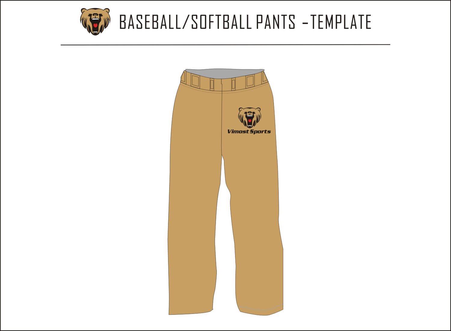 BASEBALL SOFTBALL PANTS TEMPLATE