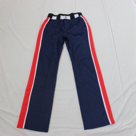 navy baeball pant with red sripes