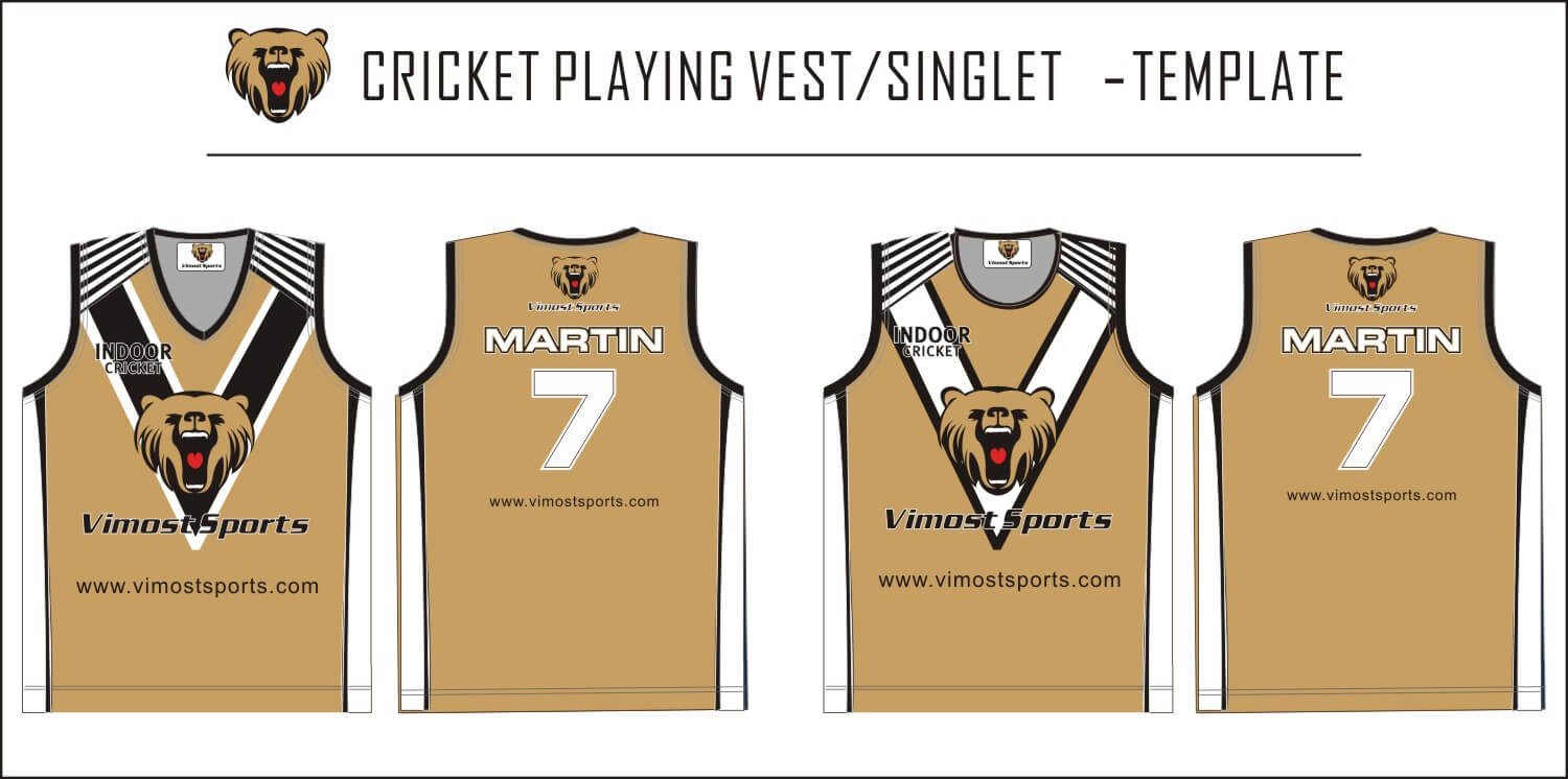 Cricket playing vest singlet template