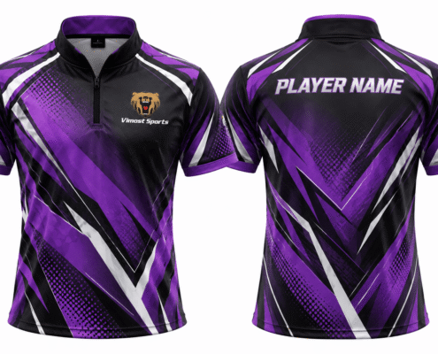 Custom Billiards Jerseys purple design 01 Purple custom billiards jersey with player name across the back