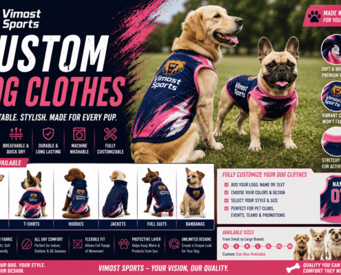 Custom Dog Clothes 4 custom dog clothes manufacturer showing custom logo, colors and sublimation artwork by Vimost Sports