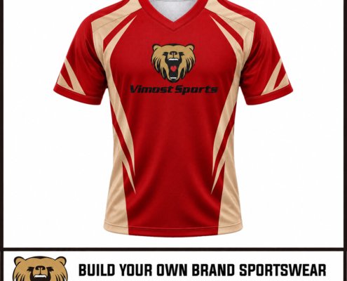 Custom Lacrosse Jerseys Red and Gold colors 4 Custom Lacrosse Jerseys Red and Gold colors by Vimost Sports