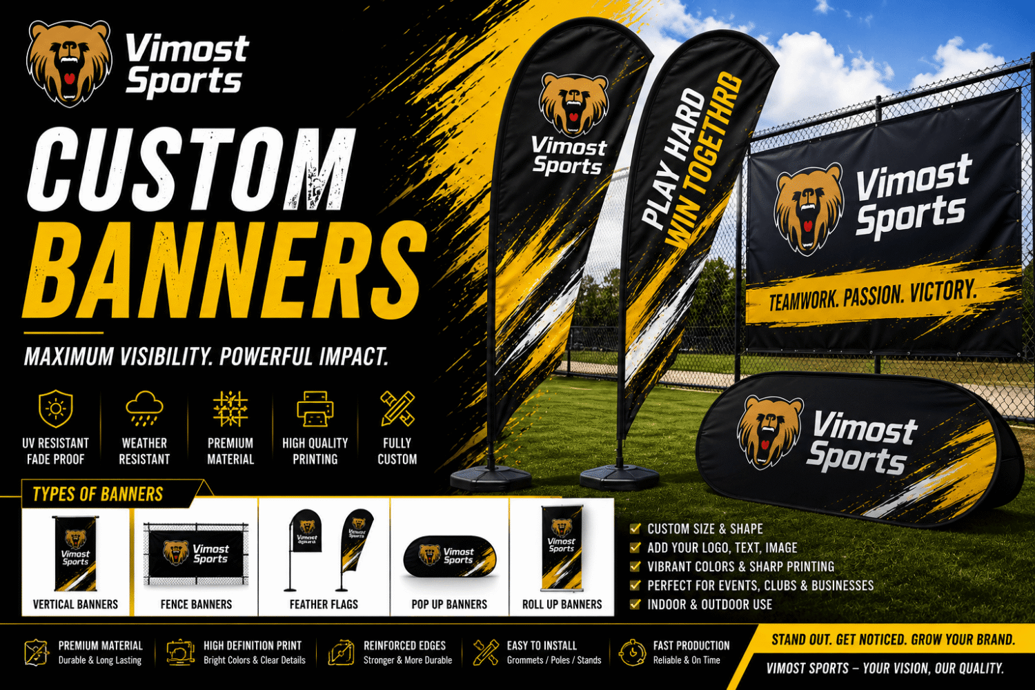 Custom Message Banners Custom Banners Manufacturer | Sublimated Apparel & Private Label Production