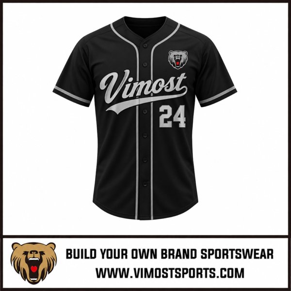 Custom Baseball Jersey Red with White Lines Baseball Uniforms 2 Custom baseball jersey black with grey lines baseball uniforms by Vimost Sports