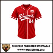 Custom Baseball Jersey Red with White Lines Baseball Uniforms 1 Custom baseball jersey red with white lines baseball uniforms by Vimost Sports