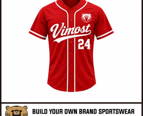 Custom baseball jersey red with white lines baseball uniforms by Vimost Sports