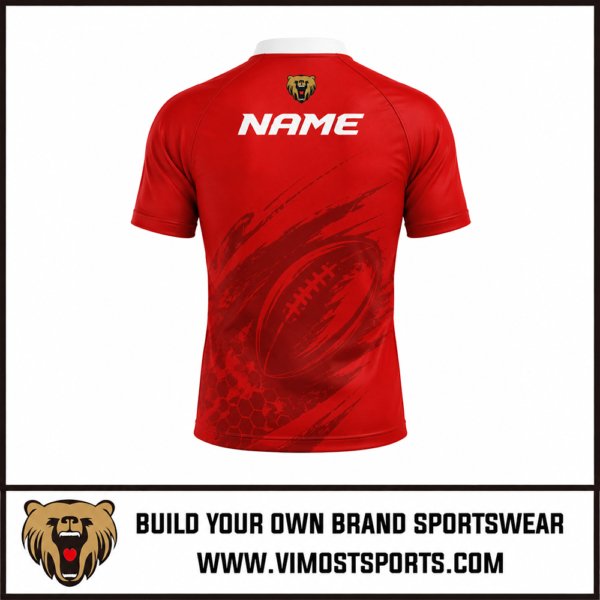 Custom Rugby Uniforms Red Rugby Rugby Shirt 4 Custom rugby uniforms red rugby brushes jersey by Vimost Sports