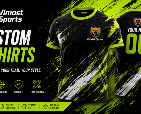 Custom T-shirts 9 custom t-shirts manufacturer showing custom logo, colors and sublimation artwork by Vimost Sports