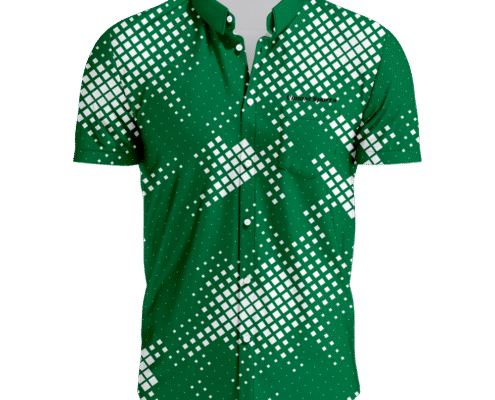 Custom Green Dot Sublimated Polo Shirt 5 Green Mosiac Racing Shirts front