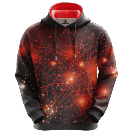 Black Custom Sublimated Hoodie with Red Line and Light Spot Pattern Supplier.. 1 LJY 09 F 2