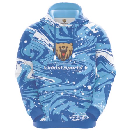 Blue Custom Sublimated Hoodie Hood with Blue Strings Supplier.. 7 LN 10 F 6
