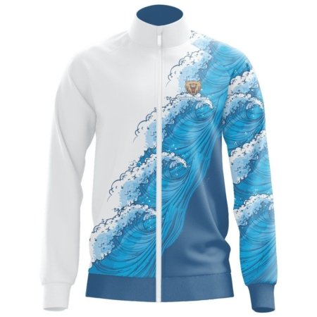 White and Blue Custom Sublimation Jacket with Sea Wave Pattern Supplier.. 7 LN 11 F 8