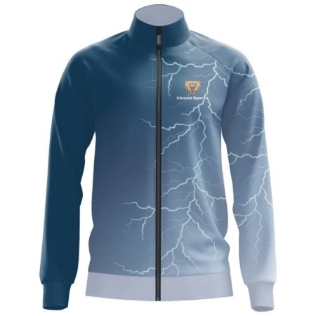 Blue Custom Sublimation Jacket with Lightning Pattern.. 11 LN 13 F 6