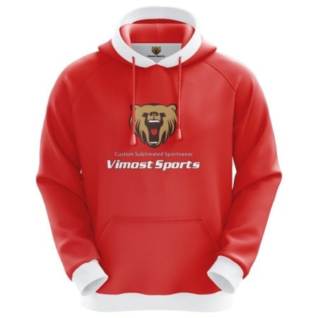 Red and White Custom Sublimated Hoodie Design for Young People with Pocket Factory.. 7 LN 17 F. 2