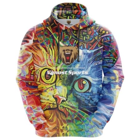 Custom Sublimated Hoodie with Cool Cute Cat Pattern Hood with Strings.. 10 LN 18 F 3