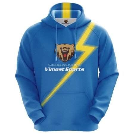 Custom Sublimated Blue Hoodie with Yellow Lightning Pattern.. 3 LN 20 F 3