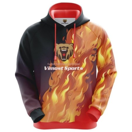 Custom Sublimated Hoodie with Fire Pattern with Red Strings.. 13 LN 23 F 4