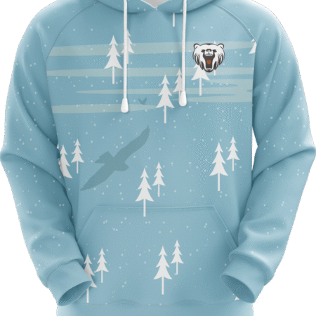 Custom Sublimated Hoodie of Blue Colors with White Tree Pattern.. 11 LW H07F
