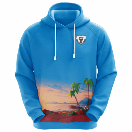 Blue Custom Sublimated Hoodie of Tree and Sea Pattern with latest Fashion.. 9 LW H12F 1