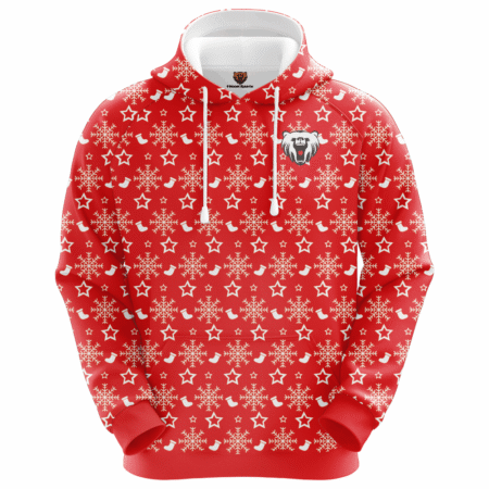 Red Custom Sublimated Hoodie of White Snowflake and Socks Pattern.. 8 LW H14F 1