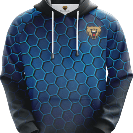 Custom Sublimated Hoodie with Black and Blue Colors Factory.. 3 TLH 05F 2