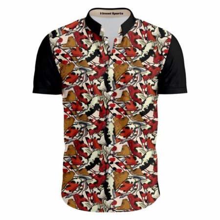 Custom Polo Shirt of Short Black Sleeves with Little Fish Pattern.. 14 XFR 05 F 9