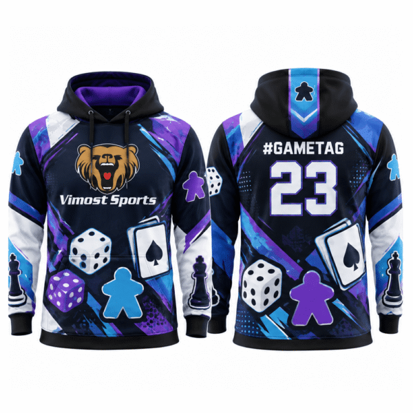 boardgame_hoodie_blue_purple_1000x1000 Blue and purple BoardGame hoodie, front and back with #gametag and number 23