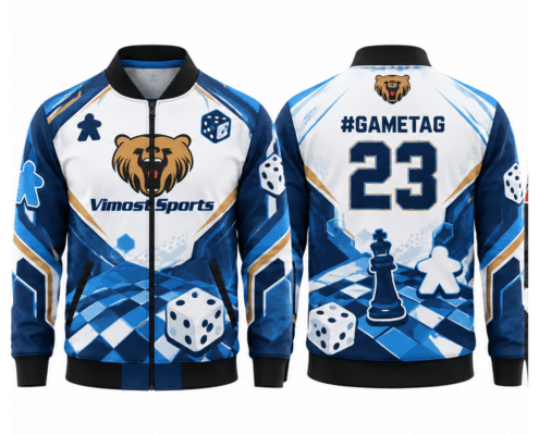 boardgame_jacket_blue_white_1000x1000 Blue and white BoardGame jacket, front and back with #gametag and number 23