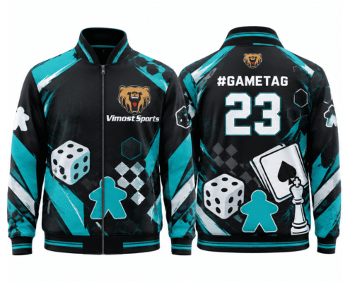 boardgame_jacket_teal_black_1000x1000 Teal and black BoardGame jacket, front and back with #gametag and number 23