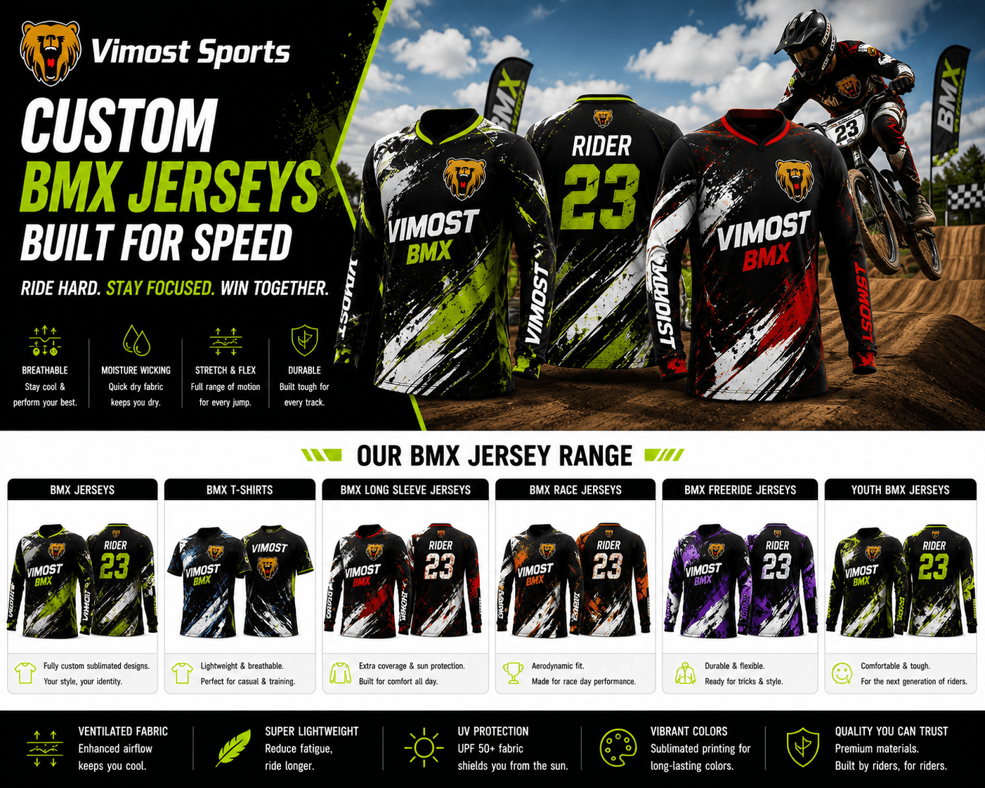 custom BMX Jerseys products Custom BMX jerseys and BMX racing shirts made by Vimost Sports
