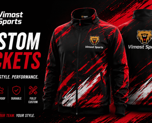 Custom Jackets 6 custom jackets manufacturer showing custom logo, colors and sublimation artwork by Vimost Sports