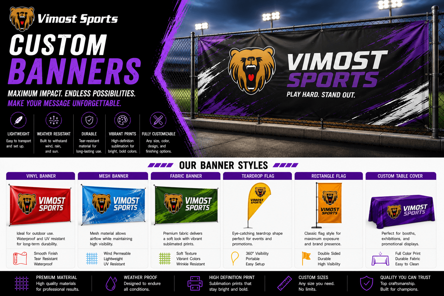 custom banners product Custom banners for teams, brands, events and private label projects