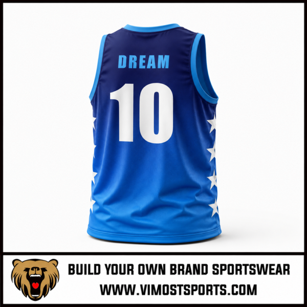 Custom Basketball Jersey Blue Sublimated Basketball top 2 custom basketball jersey blue back