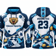 Custom Blue and White Tabletop Gaming Hoodie 11 White and blue BoardGame hoodie with back #gametag and number 23