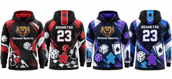 custom boardgame hoodies design 04 Red and purple BoardGame hoodie designs with personalized back #gametag