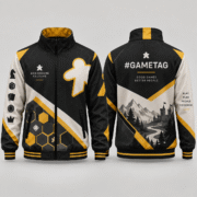 Custom Black and Gold Board Game Jacket 15 Black and gold BoardGame jacket with tabletop gaming graphics and back #gametag