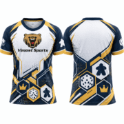 Custom White and Navy Board Game Jersey with Gold Accents 6 White and navy custom BoardGame jersey with gold accents and tabletop gaming graphics