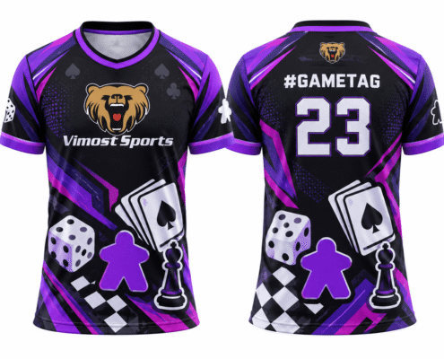 custom boardgame jersey design 09 Purple and black custom BoardGame jersey, front and back with #gametag and number 23
