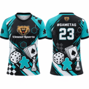Custom Teal and Black Board Game Player Jersey 9 Teal and black custom BoardGame jersey, front and back with #gametag and number 23