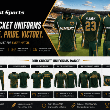 Custom Sublimated Cricket Shirts and Pants Team Uniform Set 6 Custom cricket uniforms including jerseys, shirts, pants, shorts, vests, jumpers and jackets by Vimost Sports