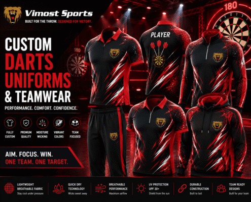 Custom Dart Shirts 5 Custom dart shirts manufacturer showing sublimated darts jerseys and polo shirts by Vimost Sports