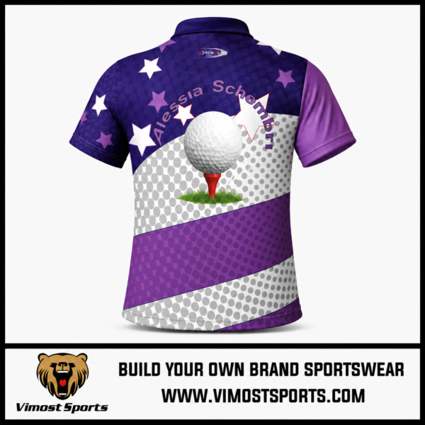 custom golf shirts purple club logo sublimated 2 custom golf shirts white