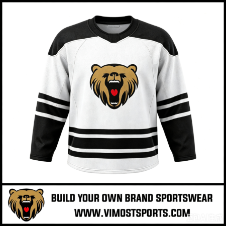 Custom Ice Hockey Jerseys with 100% Polyester Sublimated Team Uniforms 1 custom white ice hockey jerseys by vimost