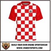 Custom Soccer Jersey Red Checkered Vneck Soccer Shirts 1 custom soccer jersey jersey red checkered by Vimost Sports