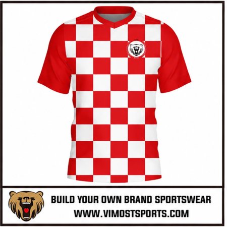 Custom Soccer Jersey Red Checkered Vneck Soccer Shirts 2 custom soccer jersey jersey red checkered by Vimost Sports