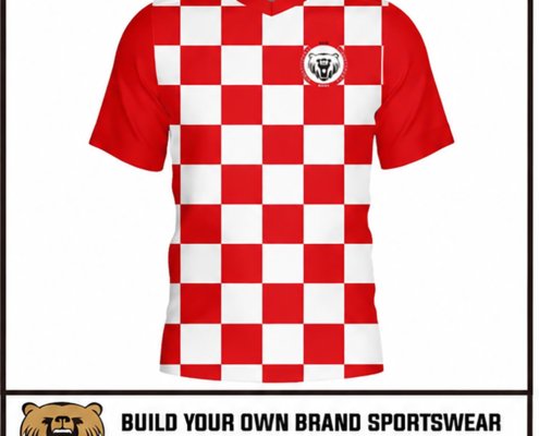 Custom Soccer Jersey Red Checkered Vneck Soccer Shirts 2 custom soccer jersey jersey red checkered by Vimost Sports