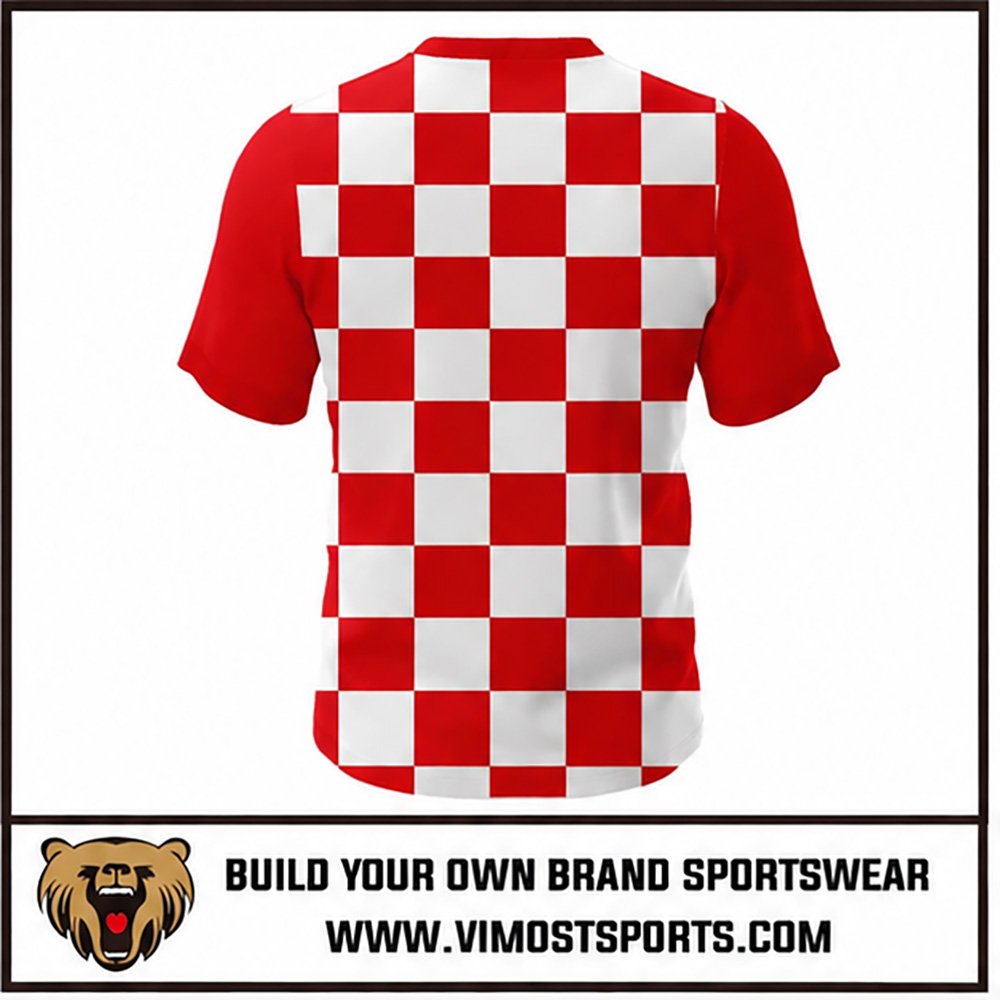 Custom Soccer Jersey Red Checkered Vneck Soccer Shirts 3 custom-soccer-jersey-jersey-red-checkered-back by Vimost Sports