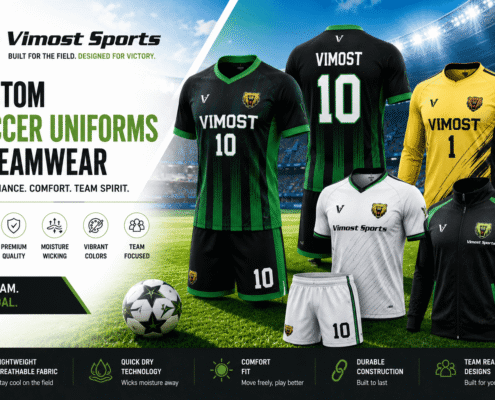 Custom Soccer Uniforms 3 Custom soccer uniforms manufacturer showing soccer jerseys, shorts, goalkeeper jerseys and training bibs by Vimost Sports