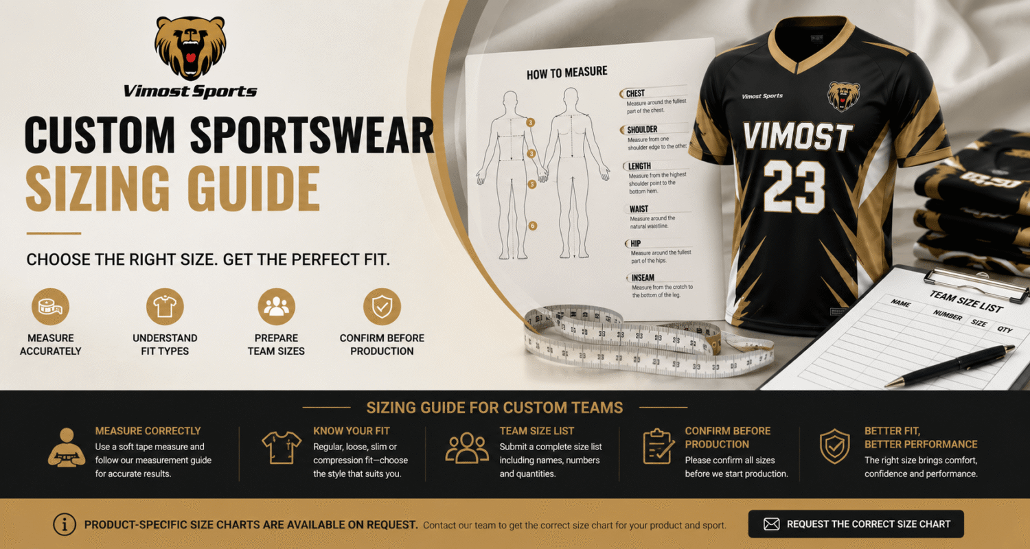 Custom Sportswear Sizing Guide | Vimost Sports