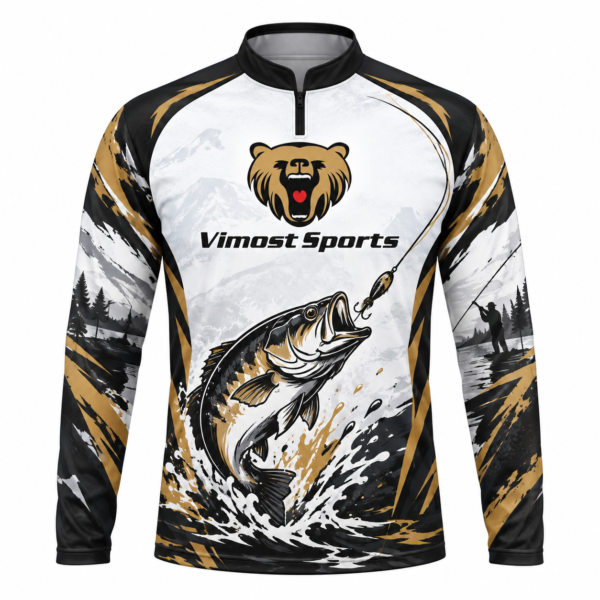 Custom Fishing Shirt Black Gold 2 custom sublimated fishing shirt